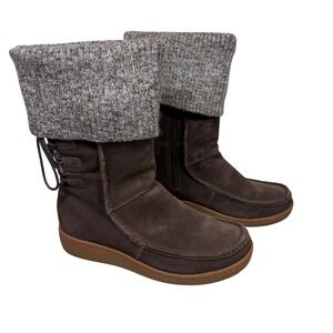 The North Face Alana Mid Women's Brown Suede Knit Cuff Lace Up Boots Size 7 NEW